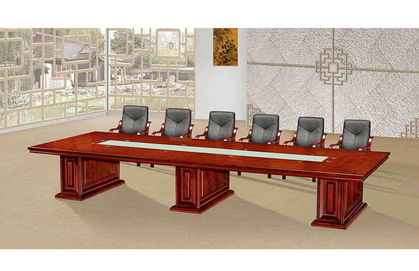 合肥大型会议台4.8米实木油漆会议桌员工洽谈台